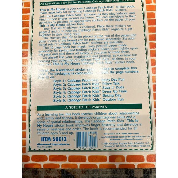 VTG Cabbage Patch Kids This Is My House Puffy Sticker Activity Book‎ EUC 1980s - Picture 10 of 12